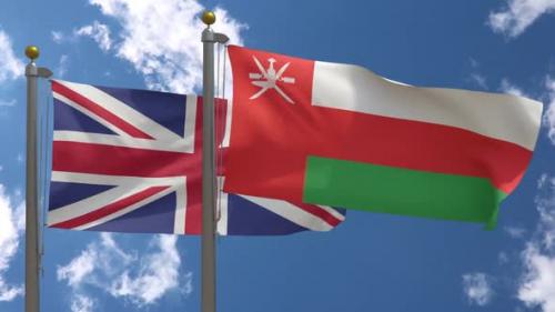 Videohive - United Kingdom Flag Vs Oman Flag On Flagpole - 37966843