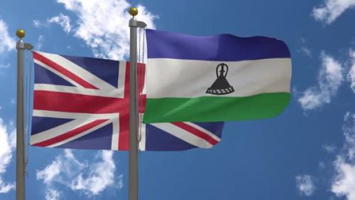 Videohive - United Kingdom Flag Vs Lesotho Flag On Flagpole - 37966845