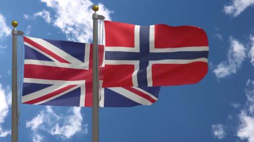Videohive - United Kingdom Flag Vs Norway Flag On Flagpole - 37966848