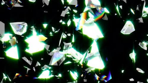 Videohive - Shine Crystal Star Explosion Burst with Pieces on Black Nature Energy - 37968002