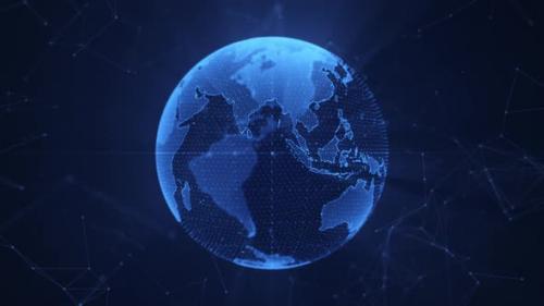 Videohive - Spinning Digital Globe and Plexus Data Network Technology Background - 37970295