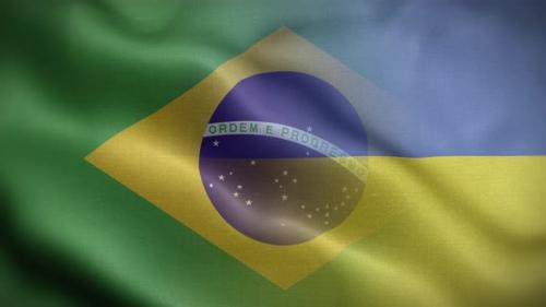 Videohive - Ukraine Brazil Flag Loop Background 4K - 37940469