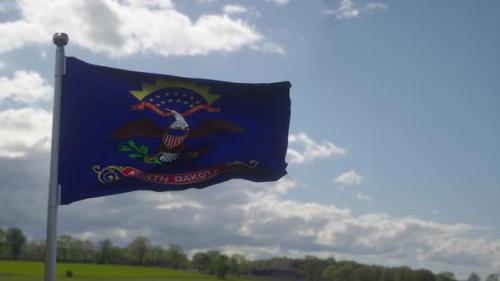 Videohive - Flag of North Dakota State Region of the United States Waving at Wind - 37941468