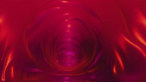 Videohive - Red Golden Tunnel Tunnel Flight Scifi Pharynx or Intestines or Veins of Alien or Predator - 37942135