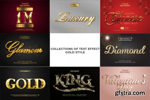 8 Gold Text Effect Style Collection