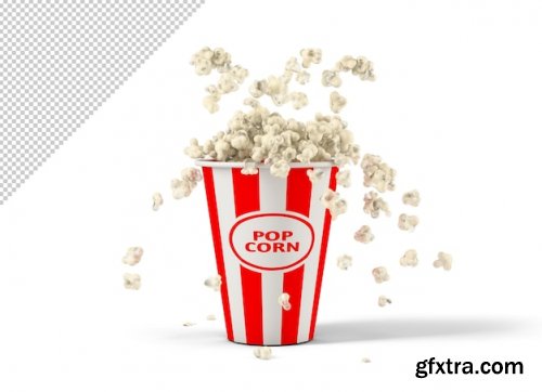 Falling popcorn in box mockup