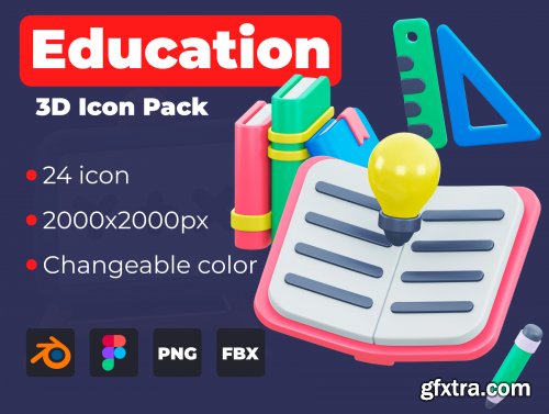 Education 3D icon pack
