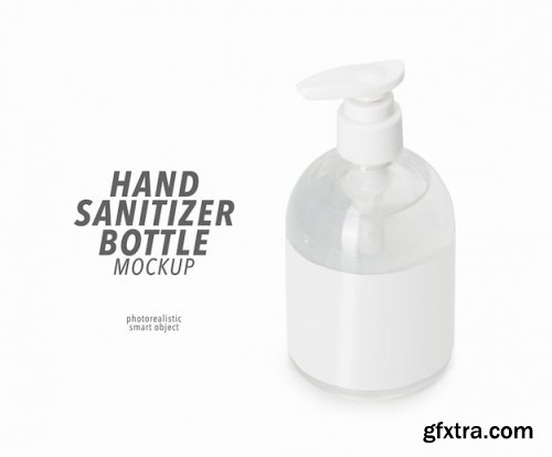 Hand sanitizer in a clear pump bottle mockup