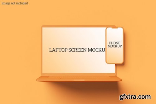 Clay laptop and smartphone mockup