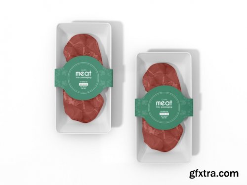 Raw meat tray box packaging mockup