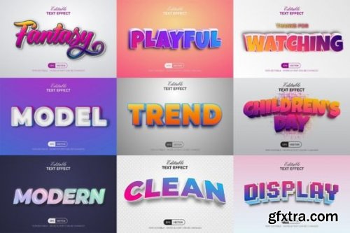 9 Pack Text Effect 3D Colorful Style