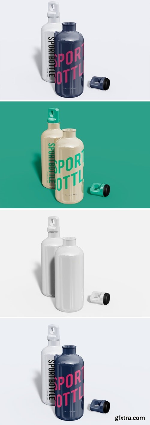 Open and Closed Aluminum Water Bottles Mockups CEWLJ5Z