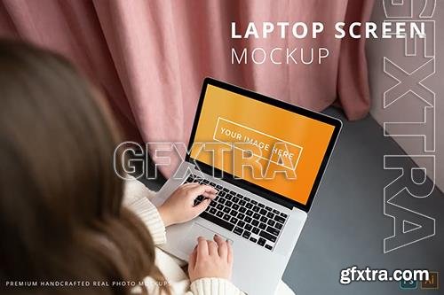 POV Person Working on Laptop Screen Mockup FR6FHXH