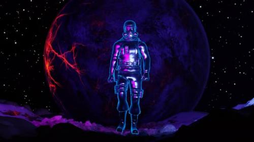 Videohive - A Neon Astronaut Walks the Planet - 38093338