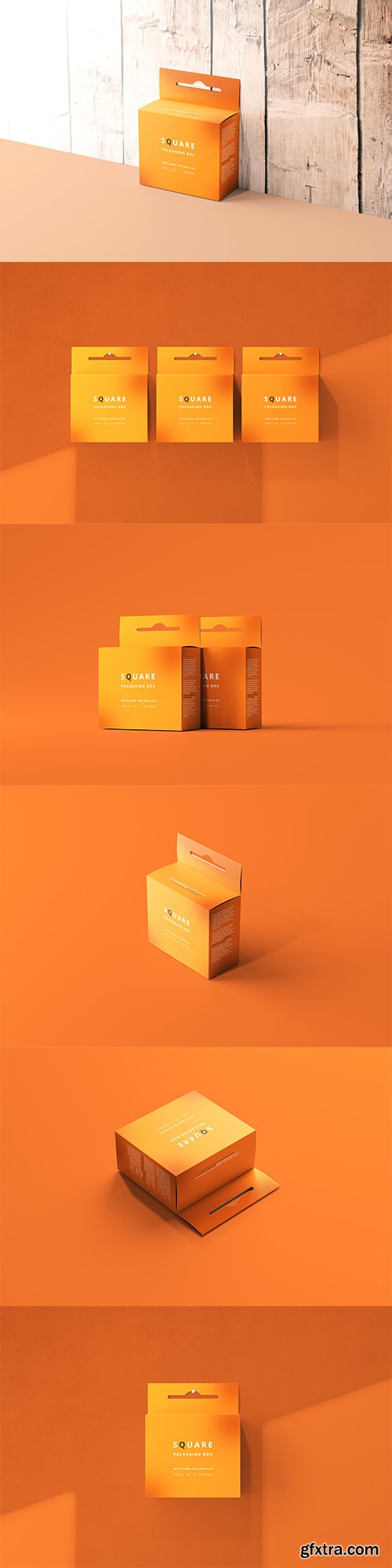 Mockup of square packaging box