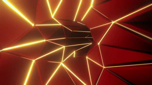 Videohive - Flying Through an Abstract Colorful Tunnel of Neon Triangular Silhouettes Seamless Loop - 38023873