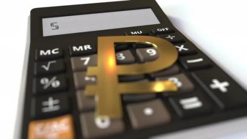 Videohive - SAVINGS Text on Calculator Display and Ruble Currency Symbol - 38023960