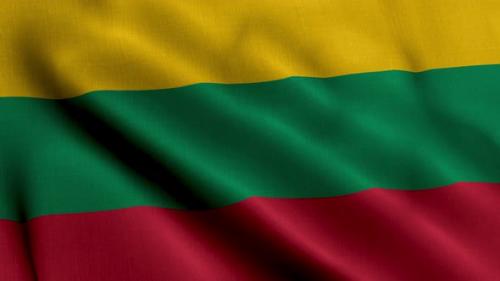 Videohive - Lithuania Satin Flag. Waving Fabric Texture of the Flag of Lithuania, Real Texture Waving Flag of th - 38028446