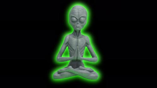 Videohive - Multi-colored glowing Alien doing Yoga in front of black background - Closed eyes of futuristic figu - 38042732