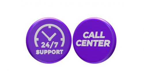 Videohive - Purple Support 247 3D Icon Seamless Rotated V6 - 38067933