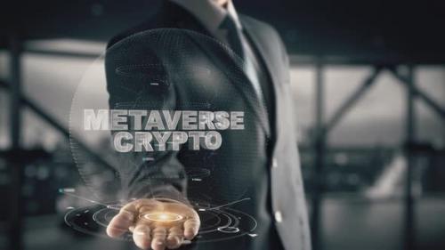 Videohive - Businessman with Metaverse Crypto Hologram Concept - 38120973