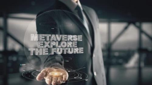 Videohive - Businessman with Metaverse Explore The Future Hologram Concept - 38121042