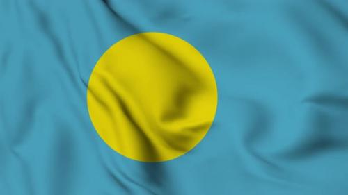 Videohive - Palau flag seamless closeup waving animation - 38115726