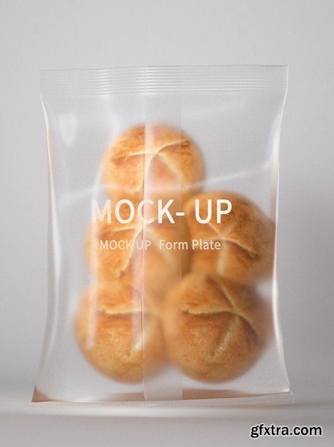 Bread plastic packaging mockup