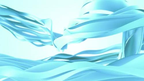 Videohive - Abstract Blue Cloth Wavy Shapes Background - 38247495