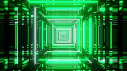 Videohive - Seamless loop of Abstract green fractal neon background with various color lines and strips - 38248293