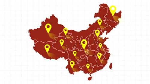 Videohive - China Map Pin Point Location Color Animation - 38211615