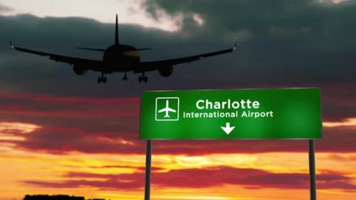 Videohive - Plane landing in Charlotte North Carolina, USA airport - 38212422