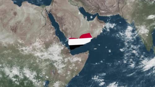 Videohive - 4K Globe Map of Yemen with a flag (Highlighted) - 38216274