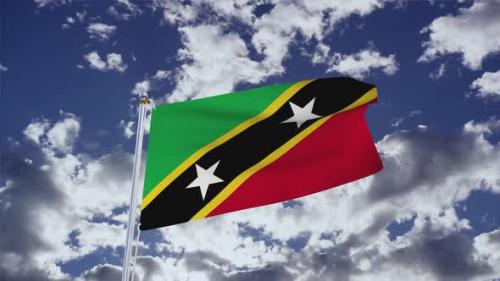 Videohive - Saint Kitts And Nevis Flag With Sky 4k - 38232633