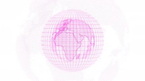 Videohive - Pink Color Spinning 3d Earth Animated White Background - 38165623