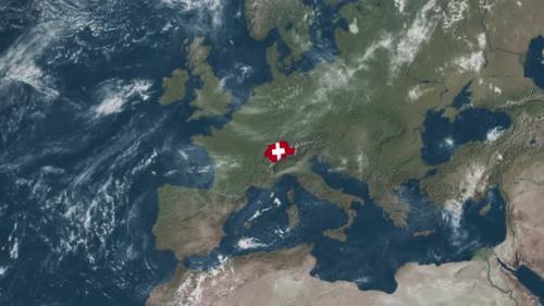 Videohive - 4K Globe Map of Switzerland with a flag (Highlighted) - 38172023