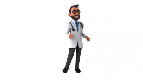 Videohive - Fun 3D cartoon animation of an indian doctor with alpha , - 38117565
