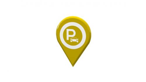 Videohive - 3D Yellow Map Location Pin With Parking Area Icon V4 - 38259883