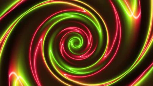 Videohive - Green Red Neon Glowing Twirl Background Animation - 38262252