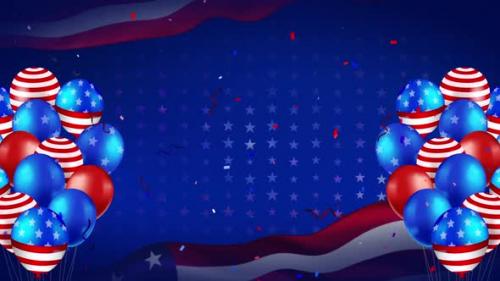 Videohive - USA Theme Background with Confetti - 38262483