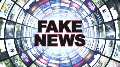 Videohive - Fake News Text and Monitors Tunnel, Loopable - 38336768