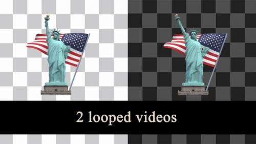 Videohive - Statue Of Liberty And Usa Flag Pack - 38337506
