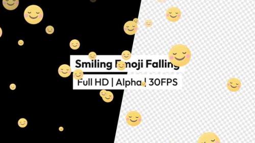Videohive - Happy Smiling Face Eyes Emoji Falling with Alpha - 38342357