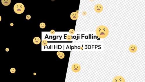 Videohive - Angry Face Emoji Falling with Alpha - 38342358