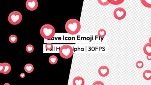 Videohive - Love Heart React Emoji Flying with Alpha - 38374561