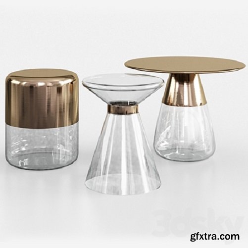 Maisons du Monde glass and gold metal side table