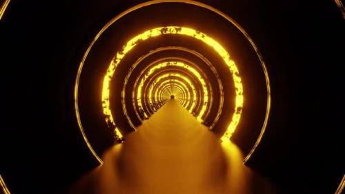 Videohive - Golden Painted Rings Tunnel Vj Loop Background 4K - 38342878