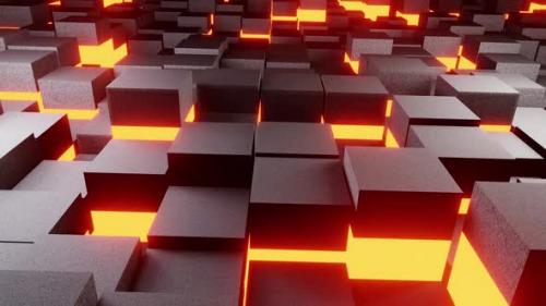 Videohive - New Metal Cubes With Neon Light Vj Loop Background HD - 38342879