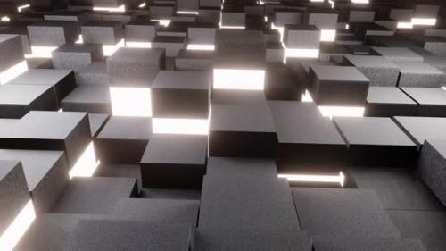 Videohive - New Metal Cubes With Neon Light Vj Loop Background 4K - 38342883