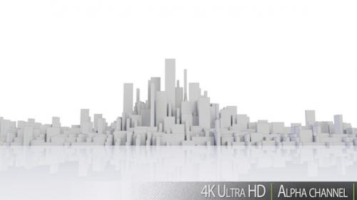 Videohive - 4K 3D Modern City Metropolis Skyline Concept in White - 38305904